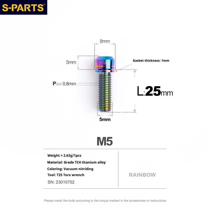 SPARTS A2 Series M5 L10-40mm Titanium Screws