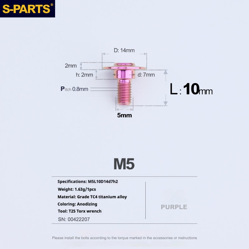 SPARTS A3 Umbrella Head Step Series M5 Purple Titanium Screws Motorcycle Auto