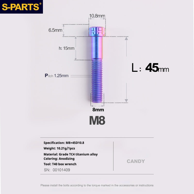 SPARTS A3 Series M8 L15-45mm D10.8 Small Nuts Titanium Screws Motorcycle Auto