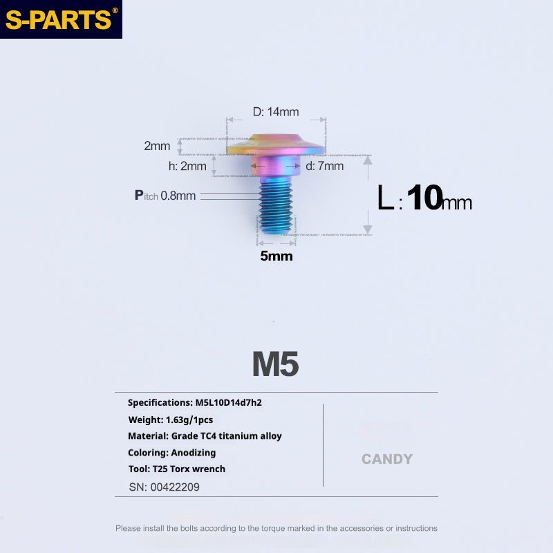 SPARTS A3 Umbrella Head Step Series M5 Candy Color Titanium Screws Motorcycle Auto