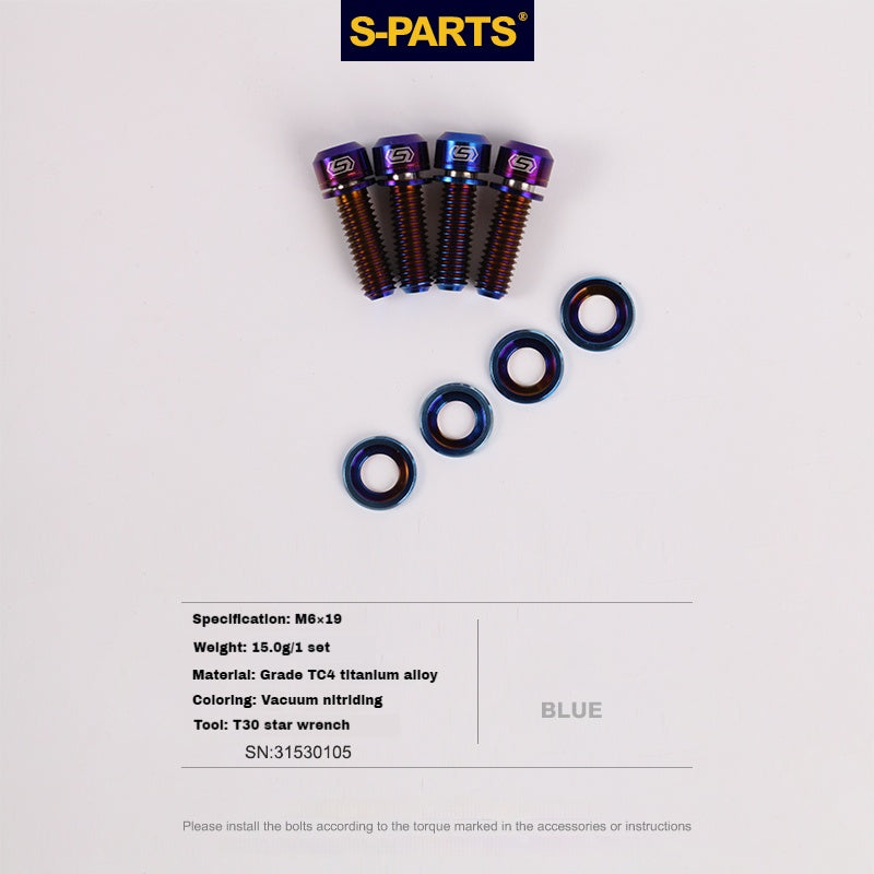 S-PARTS Titanium M6 Step Washer for Disc Brake Hydraulic Disc Brake Shimano SRAM Magura Avid Trickstuff XT SLX XTR Guide Code