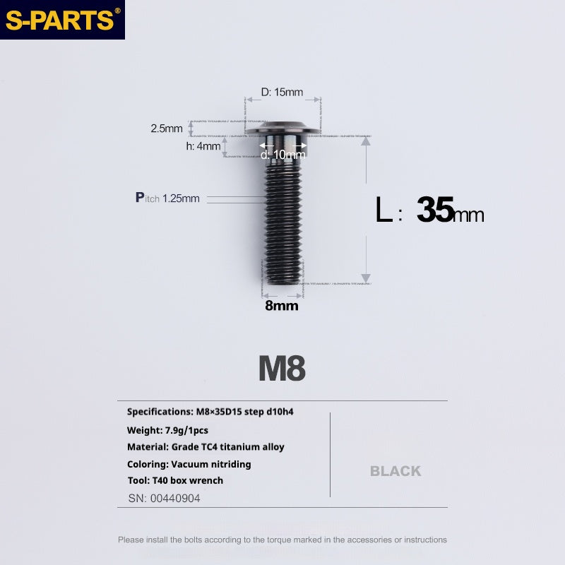 SPARTS A3 Umbrella Head Step Series M8 Black Titanium Screws Motorcycle Auto