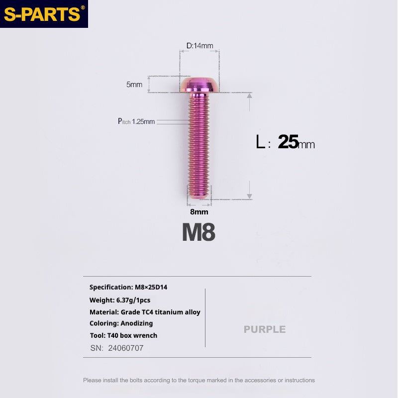 SPARTS A2 Umbrella head series M8 L15-50mm Titanium screws