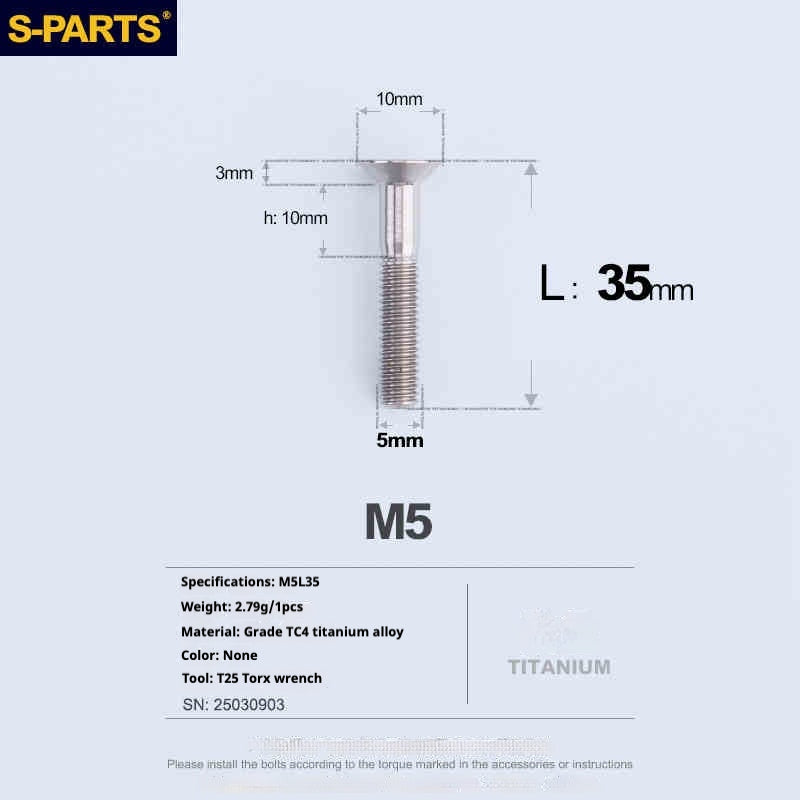 Viti in titanio SPARTS a testa svasata serie M5 L06-55mm