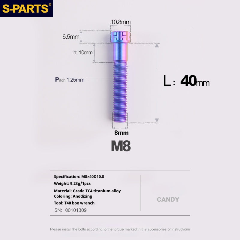 SPARTS A3 Series M8 L15-45mm D10.8 Small Nuts Titanium Screws Motorcycle Auto