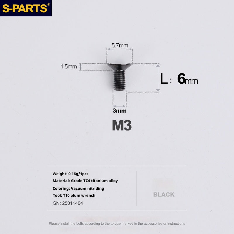 SPARTS Countersunk Series M3 L06-30mm Titanium Alloy Screws