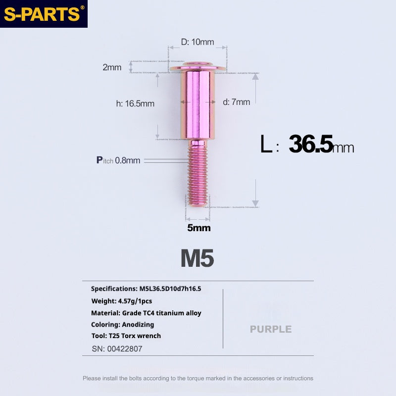 SPARTS A3 Umbrella Head Step Series M5 Purple Titanium Screws Motorcycle Auto