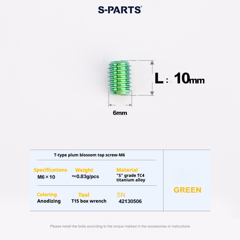 SPARTS T-Shape Plummer Tool T15 Flat-Bottom Top Wire M6 L08-10-12-16 Titanium Screws