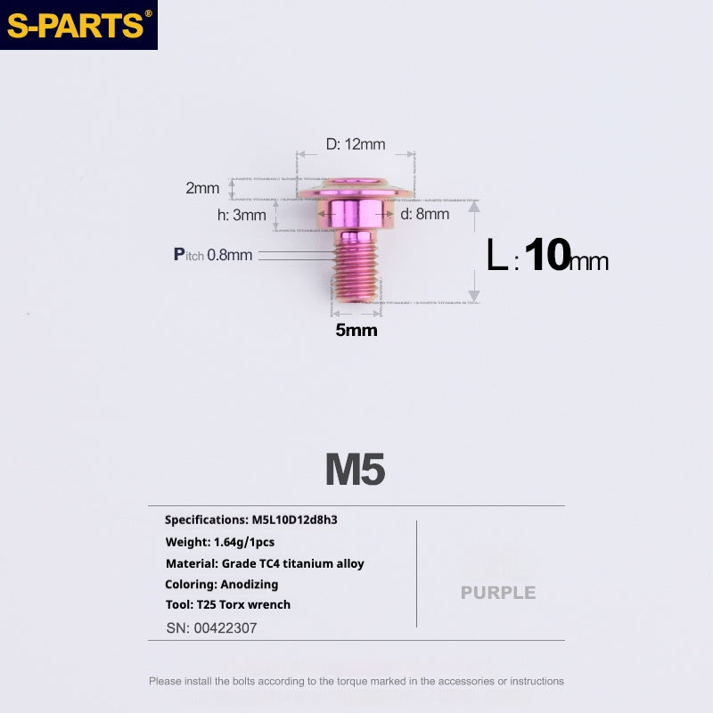 SPARTS A3 Umbrella Head Step Series M5 Purple Titanium Screws Motorcycle Auto