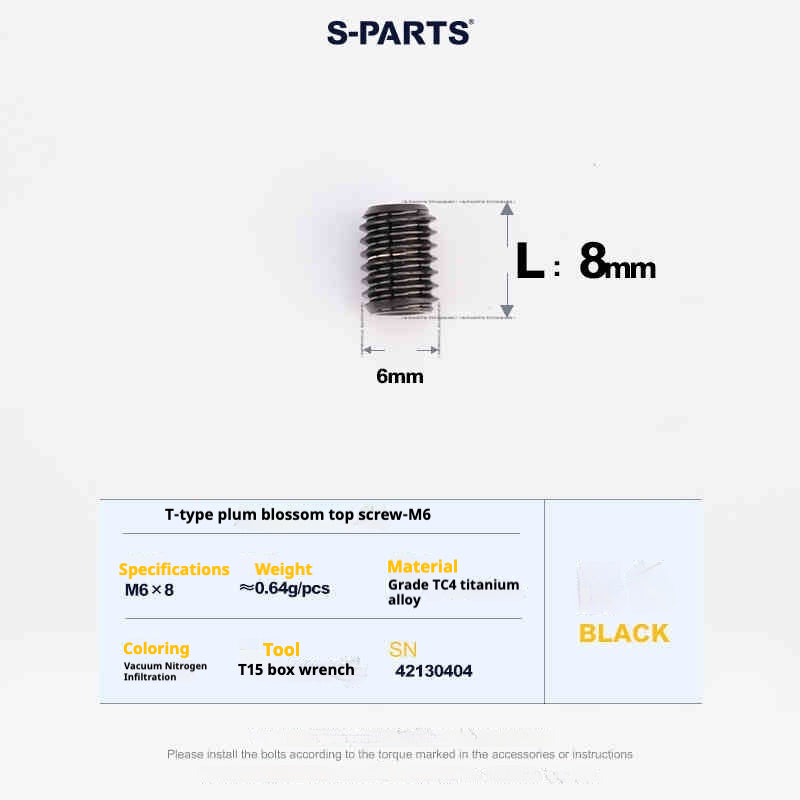 SPARTS T-Shape Plummer Tool T15 Flat-Bottom Top Wire M6 L08-10-12-16 Titanium Screws