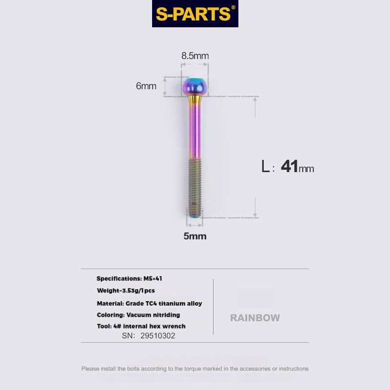 S-PARTS M5 x 30/35/40/47mm Titanium Bolts & Barrel Nut & Washer Screw For Bicycle Seat Post