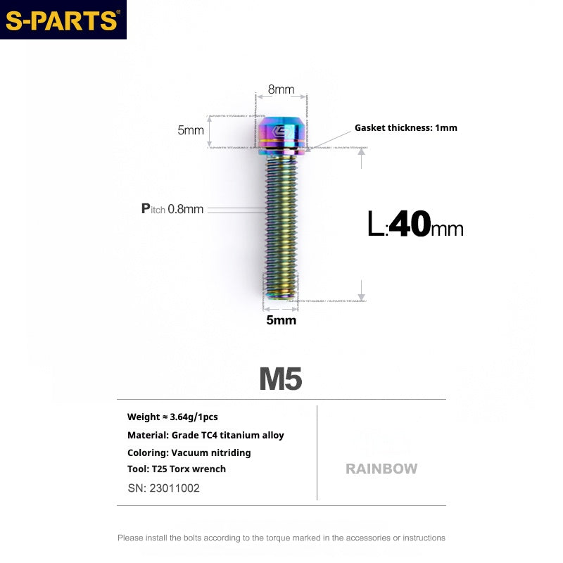 SPARTS A2 Series M5 L10-40mm Titanium Screws