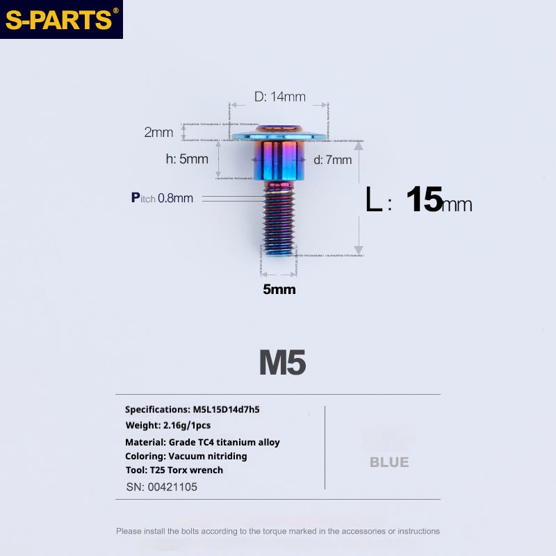 SPARTS A3 Umbrella Head Step Series M5 Blue Titanium Screws Motorcycle Auto