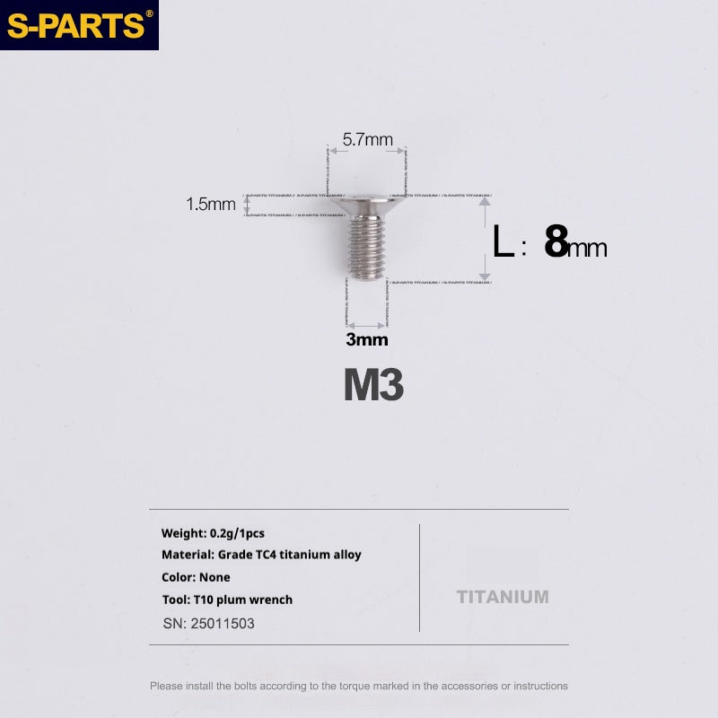 SPARTS Countersunk Series M3 L06-30mm Titanium Alloy Screws