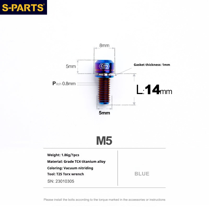 SPARTS A2 Series M5 L10-40mm Titanium Screws