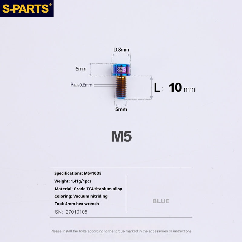 S-PARTS M5x10-35mm Titanium Alloy Screw Cylindrical Head Ultra Light