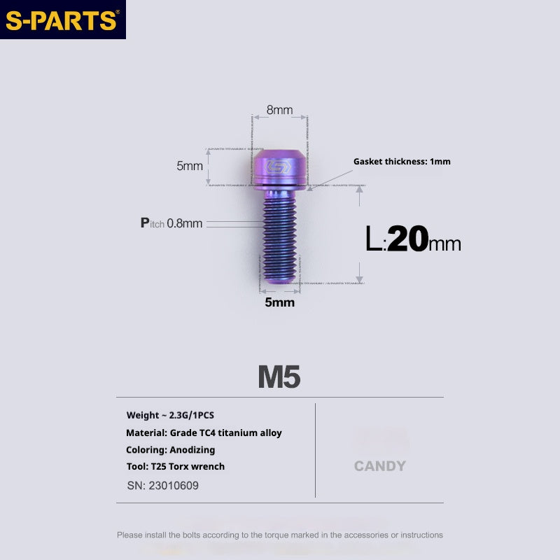 Tornillos de titanio S-PARTS para adaptarse a las cubiertas de cigüeñal de titanio SRM PM9 para los lados de transmisión y no transmisión.