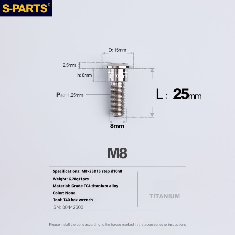 SPARTS A3 Umbrella Head Step Series M8 Titanium Color Titanium Screws Motorcycle Auto