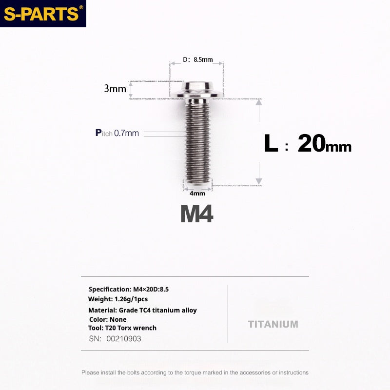 SPARTS A3 Umbrella Head Series M4 L06-35mm D8.5 Titanium Screws Motorcycle Car