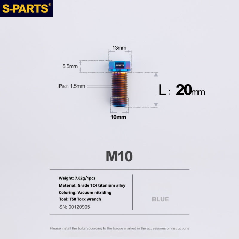 SPARTS A3 Series M10 L20-60mm D13 P1.5-P1.25Titanium Screws Motorcycle Car