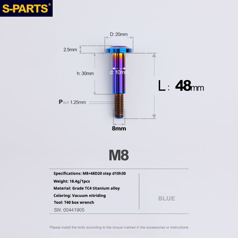 SPARTS A3 Umbrella Head Step Series M8 Blue Titanium Screws Motorcycle Auto