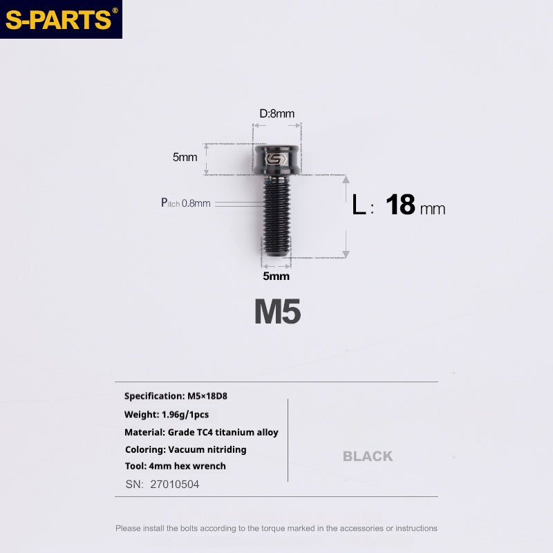 S-PARTS M5x10-35mm Titanium Alloy Screw Cylindrical Head Ultra Light