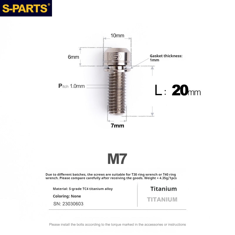 SPARTS A2 Series M7 L18-20mm Titanium Screws