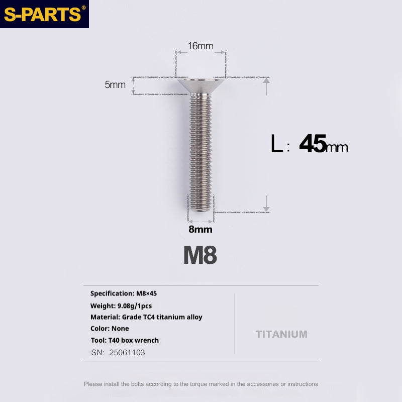 SPARTS Countersunk head series M8 L16-50mm Titanium screws