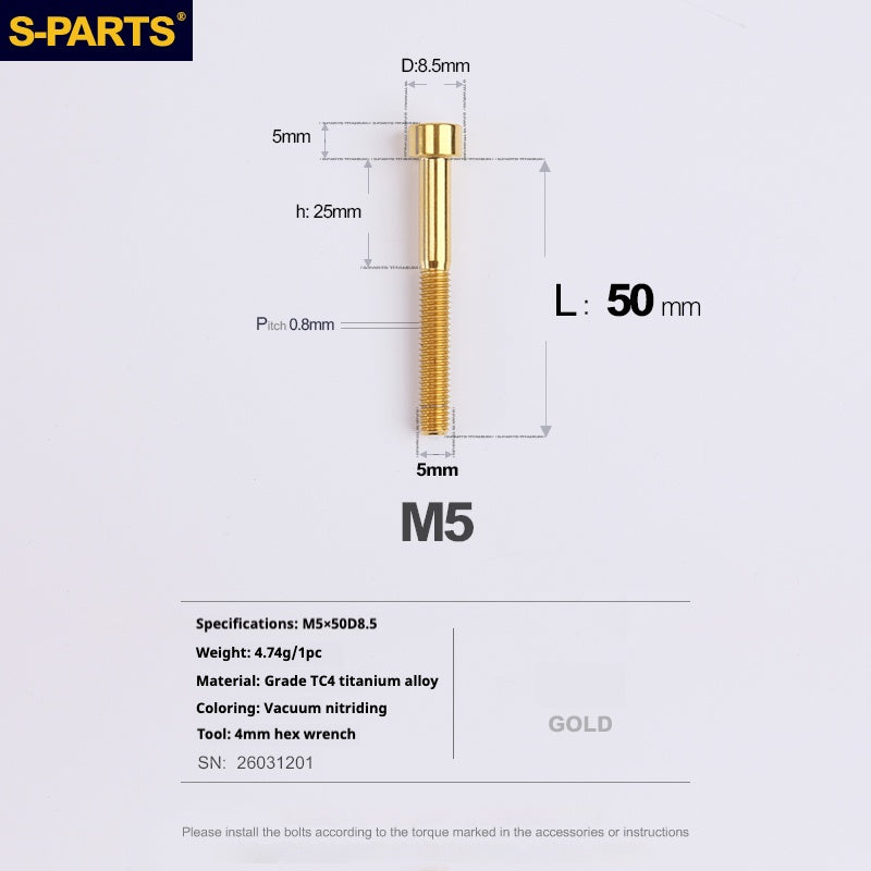 SPARTS Column Head Series M5 L10-80mm Titanium Screws