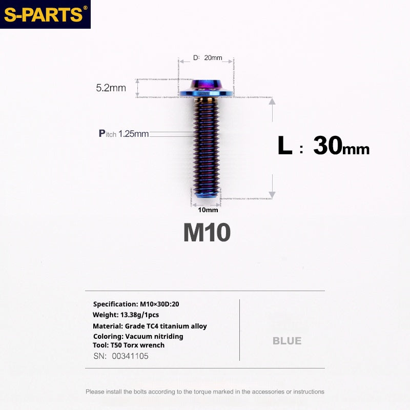 SPARTS A3 umbrella head series M10 L20-35mm D20 P1.5 P1.25 titanium screws motorcycle car