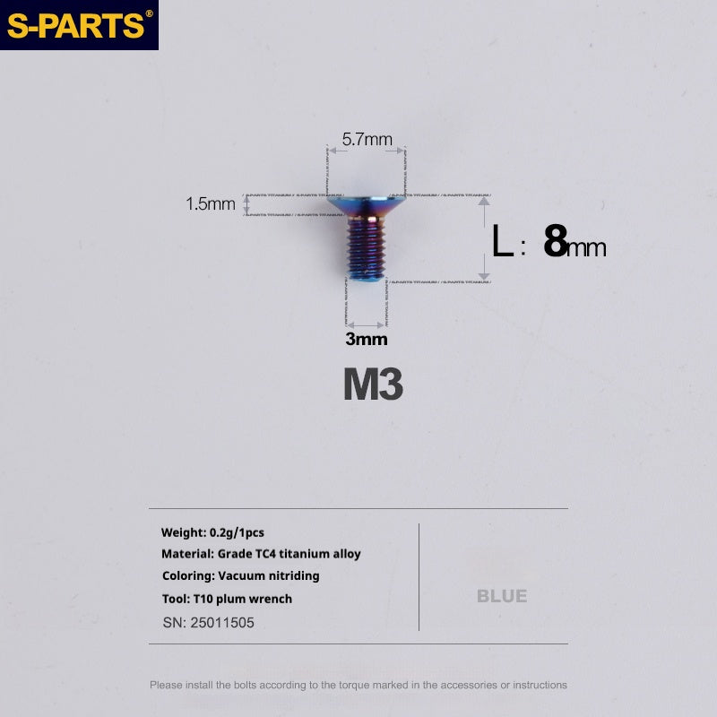 SPARTS Countersunk Series M3 L06-30mm Titanium Alloy Screws