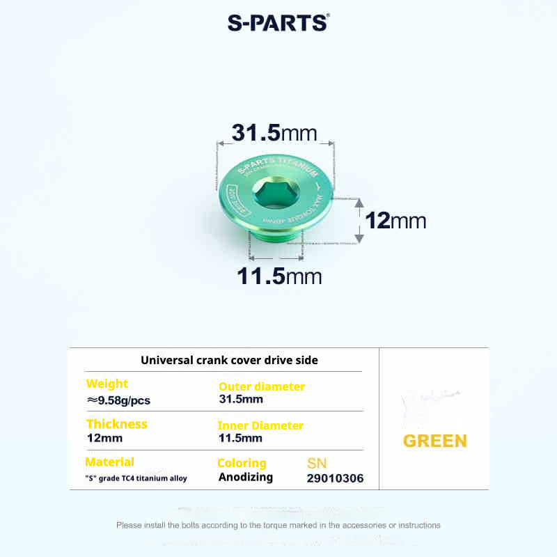 Tornillos de titanio S-PARTS para adaptarse a las cubiertas de cigüeñal de titanio SRM PM9 para los lados de transmisión y no transmisión.