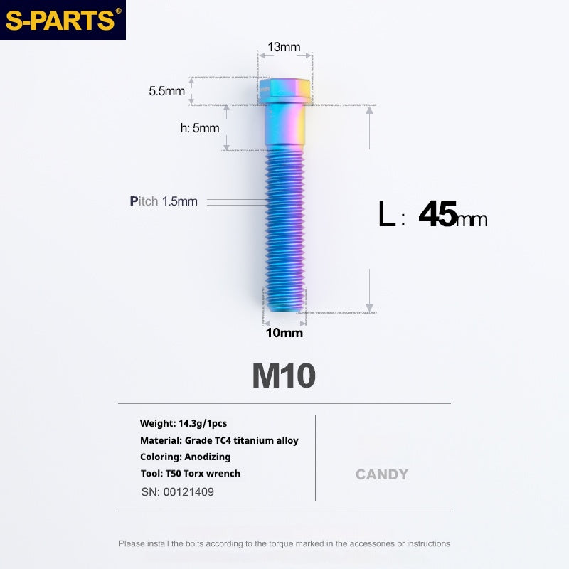 SPARTS A3 Series M10 L20-60mm D13 P1.5-P1.25Titanium Screws Motorcycle Car