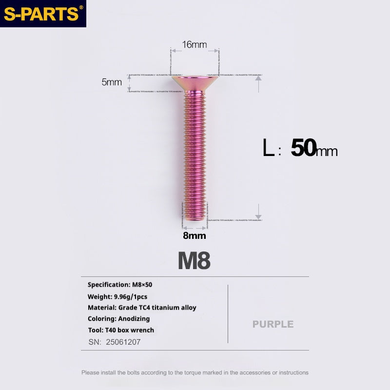 SPARTS Countersunk head series M8 L16-50mm Titanium screws