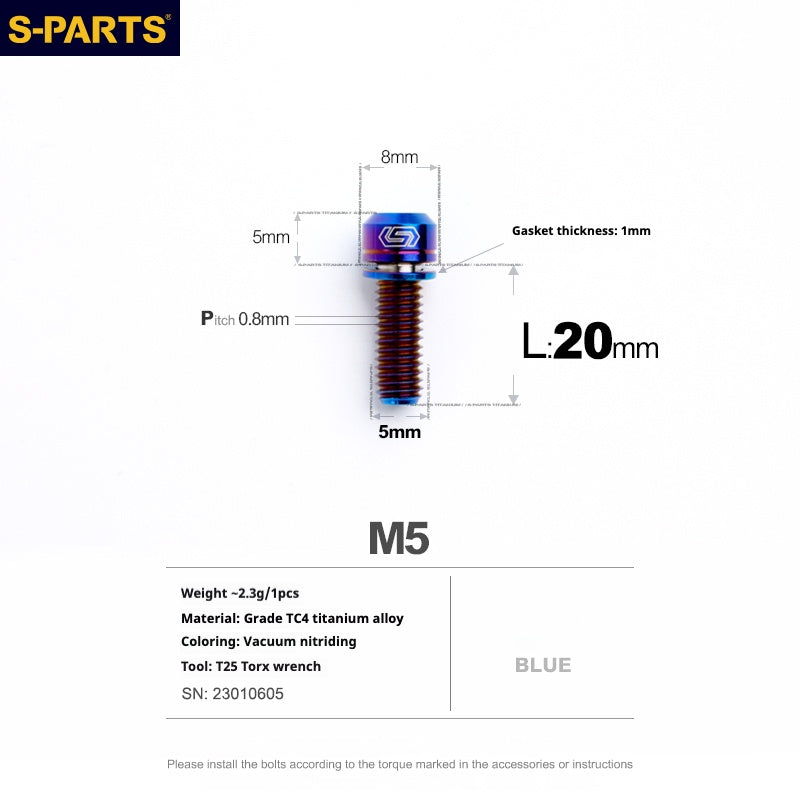 Viti in titanio S-PARTS adatte alle coperture della pedivella in titanio SRM PM9 per lato trasmissione e lato opposto trasmissione.