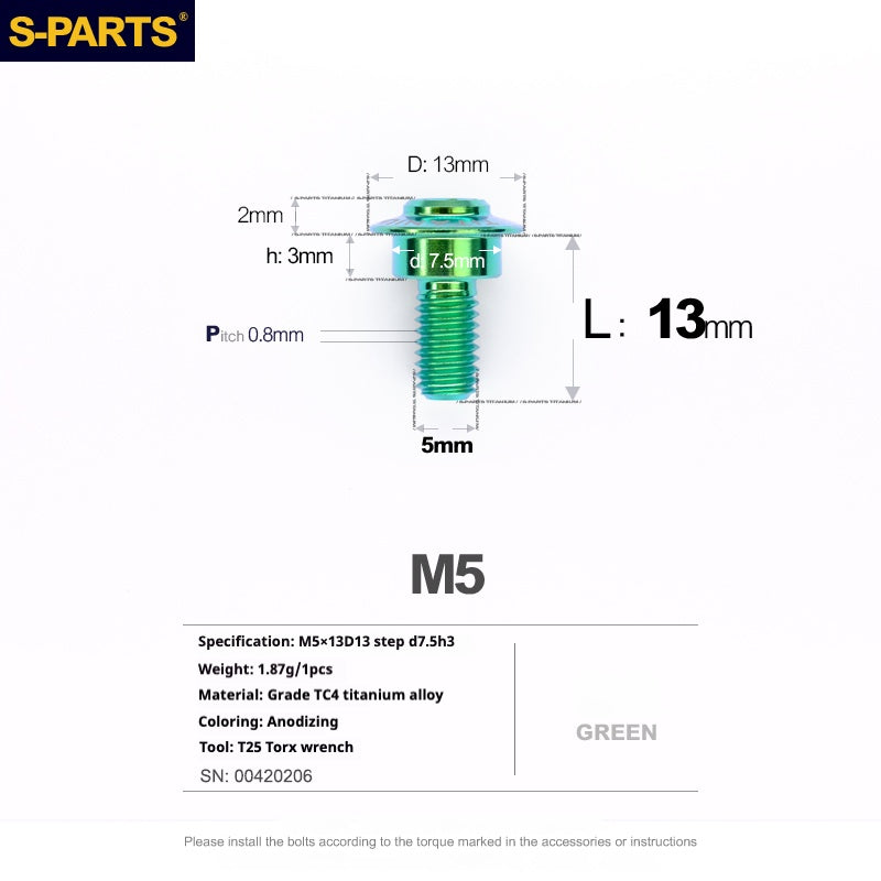 SPARTS A3 Umbrella Head Step Series M5 Green Titanium Screws Motorcycle Auto