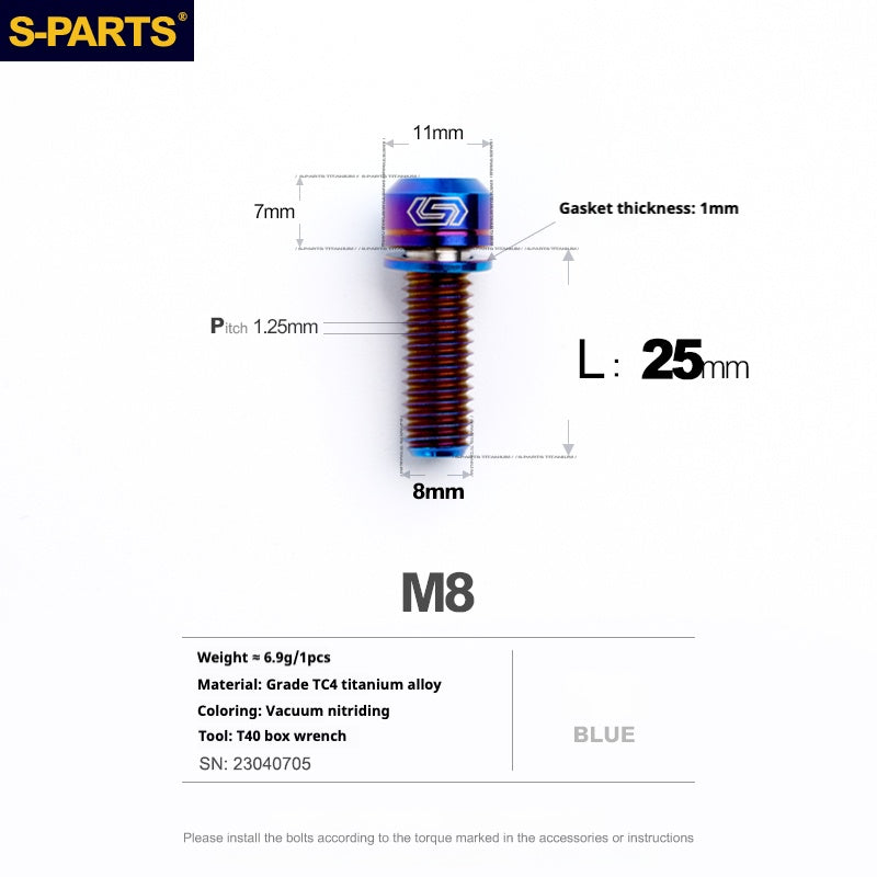 SPARTS A2 Series M8 L20-25mm D11 Titanium Screws