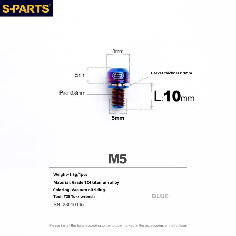 SPARTS A2 Series M5 L10-40mm Titanium Screws