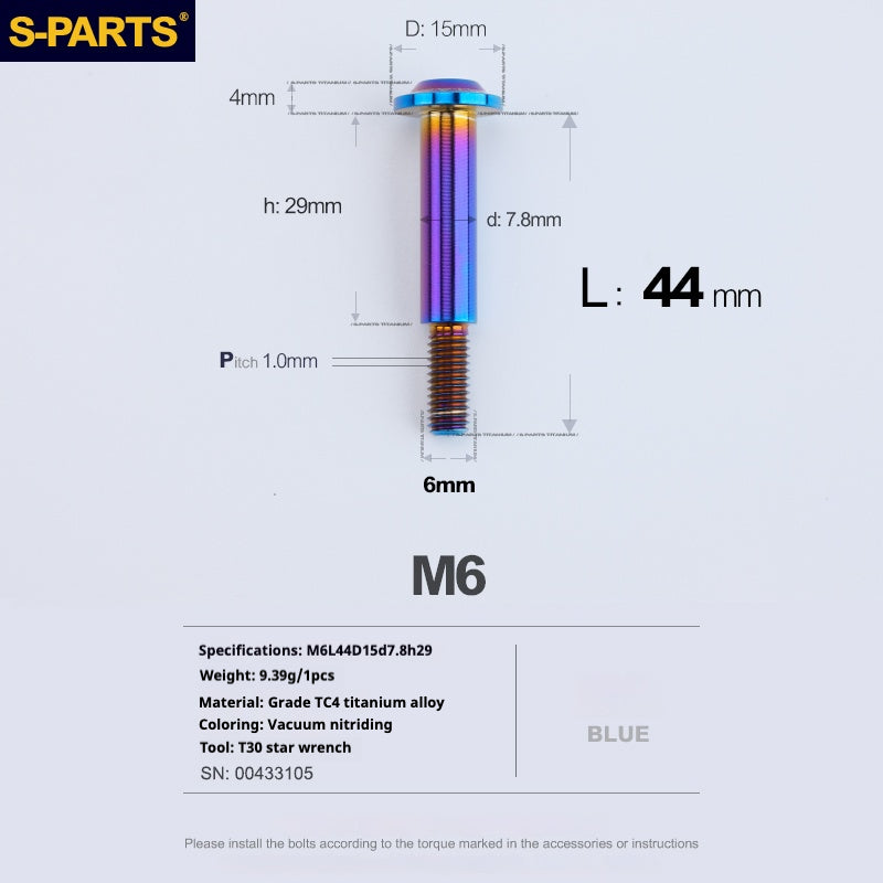 SPARTS A3 Umbrella Head Step Series M6 Blue Titanium Screws Motorcycle Auto