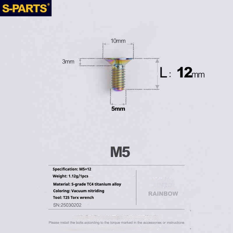 Viti in titanio SPARTS a testa svasata serie M5 L06-55mm