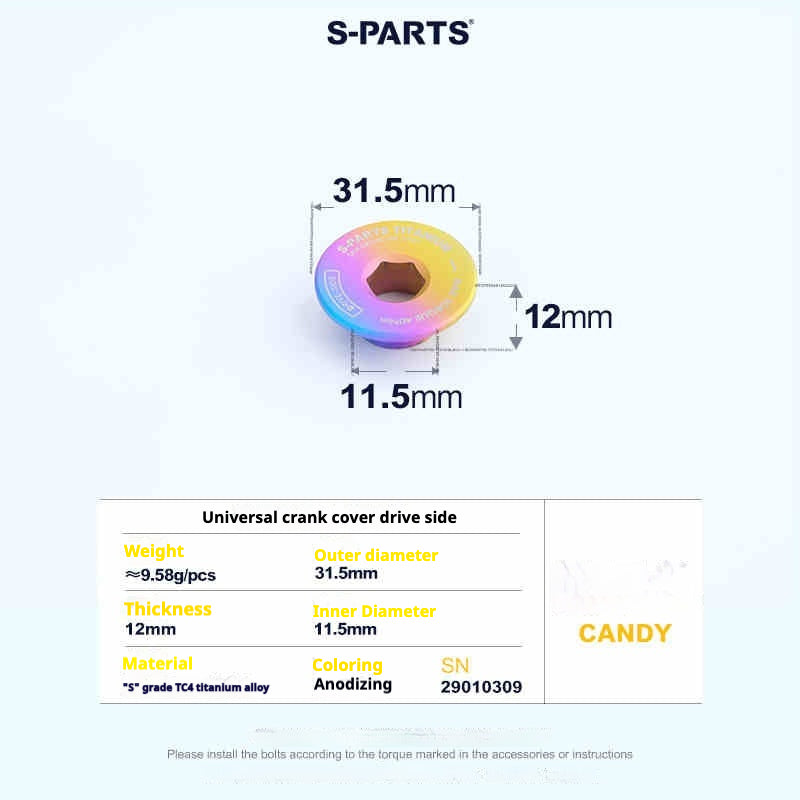 Tornillos de titanio S-PARTS para adaptarse a las cubiertas de cigüeñal de titanio SRM PM9 para los lados de transmisión y no transmisión.