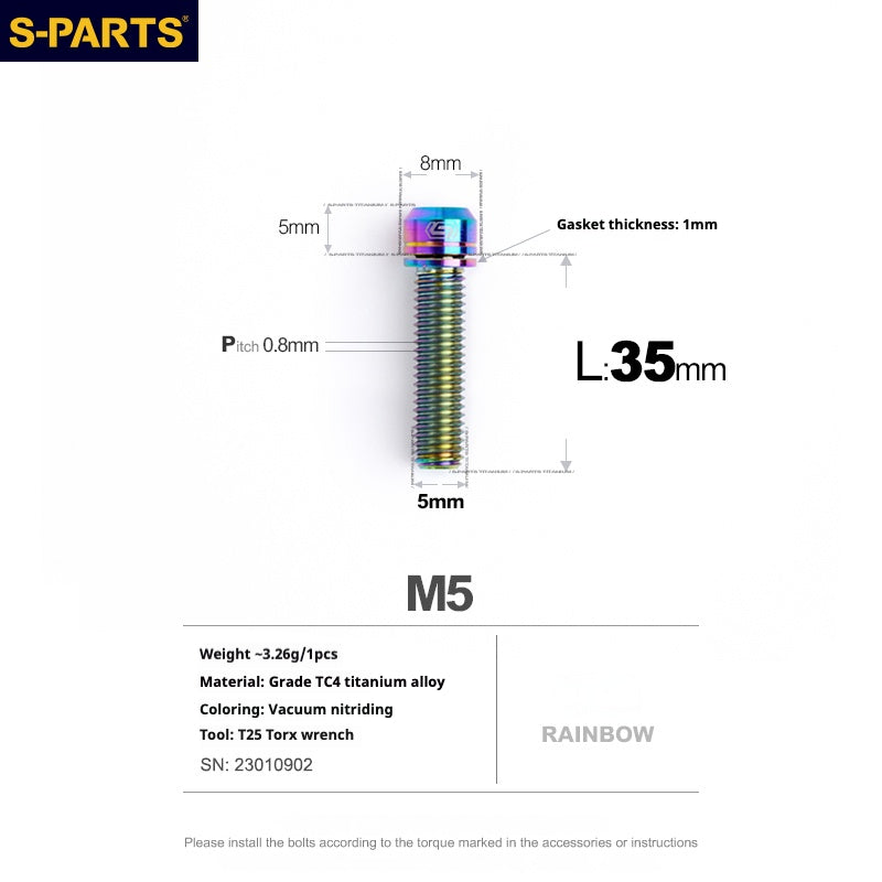 SPARTS A2 Series M5 L10-40mm Titanium Screws