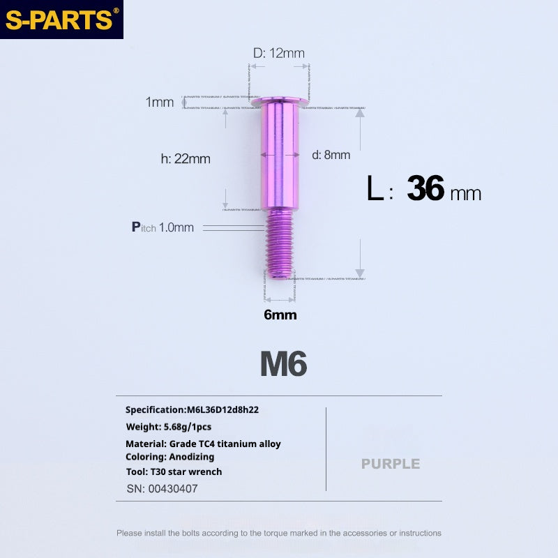 SPARTS A3 Umbrella Head Step Series M6 Purple Titanium Screws Motorcycle Auto