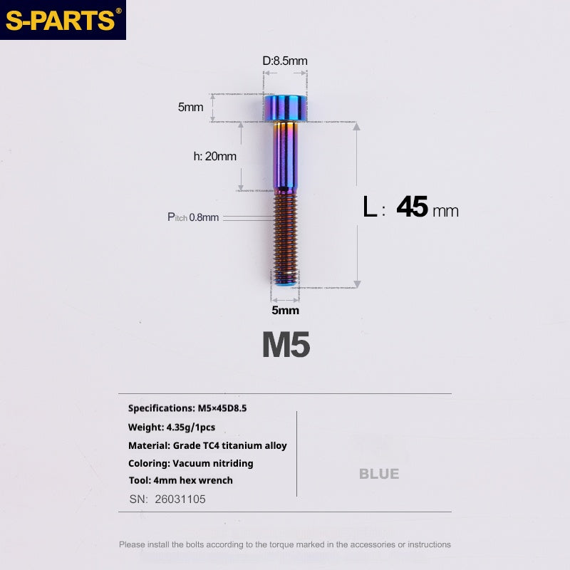 SPARTS Column Head Series M5 L10-80mm Titanium Screws