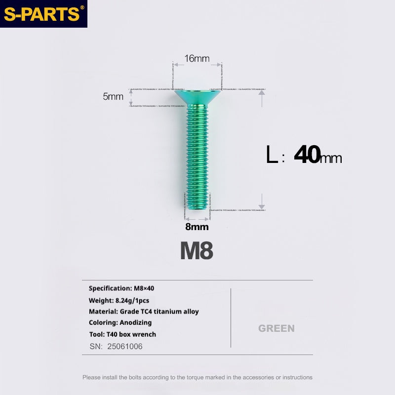 SPARTS Countersunk head series M8 L16-50mm Titanium screws