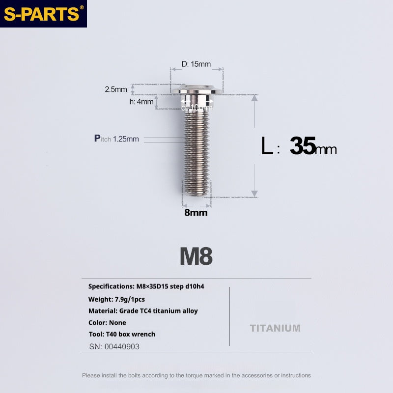 SPARTS A3 Umbrella Head Step Series M8 Titanium Color Titanium Screws Motorcycle Auto