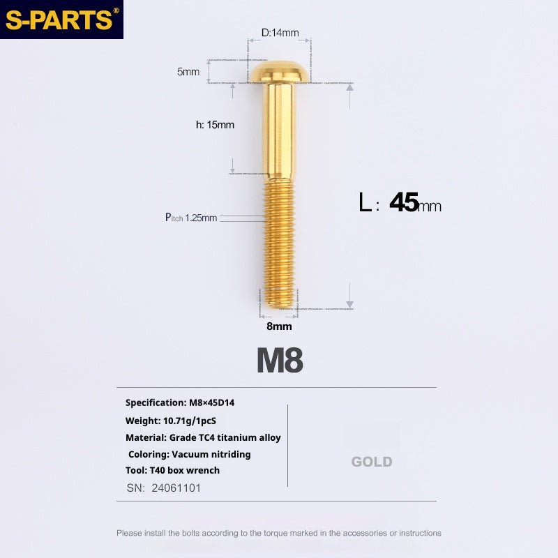 SPARTS A2 Umbrella head series M8 L15-50mm Titanium screws