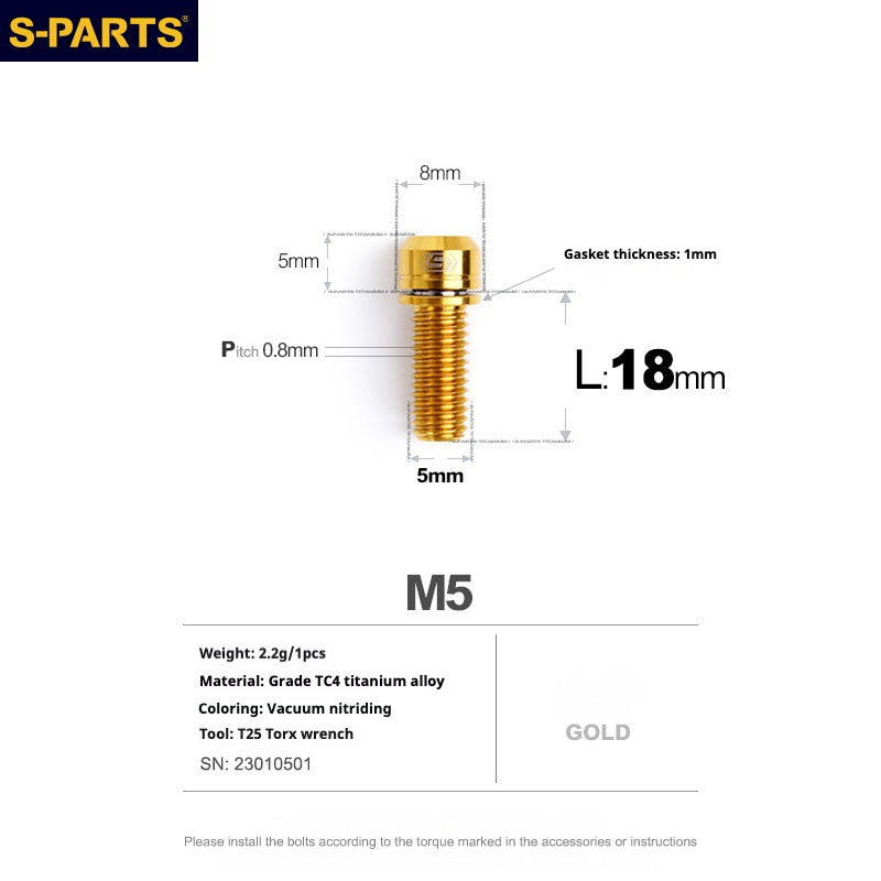 S-PARTS Titanium Lock On Bolt for Integrate Handlebar /Stem | Factor Black Inc Roval SL Cockpit Bontrager XXX Titanium Screw