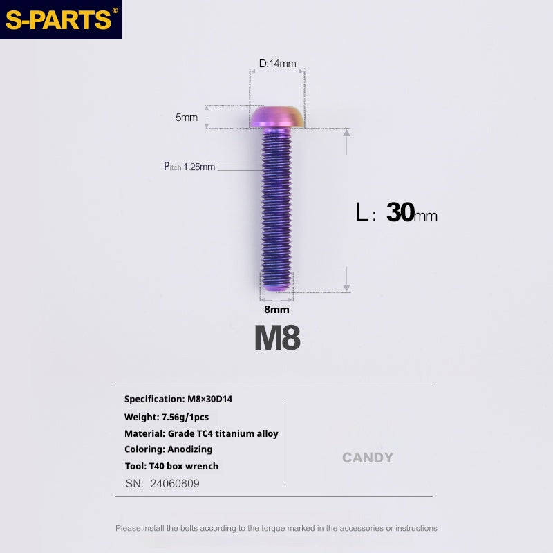 SPARTS A2 Umbrella head series M8 L15-50mm Titanium screws