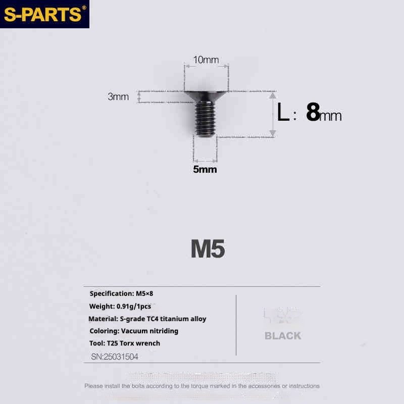 Viti in titanio SPARTS a testa svasata serie M5 L06-55mm